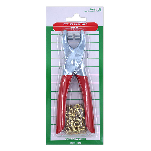 Birch Eyelet Plier & 100 Multicoloured Eyes Silver