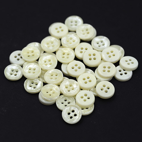 10mm Pearly Clear & White Chunky Plastic Shirt 4 Hole Button