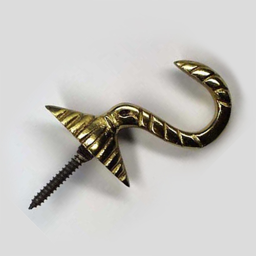 Brass Tieback Hook - 40mm Length - Curtain Tieback Accessory