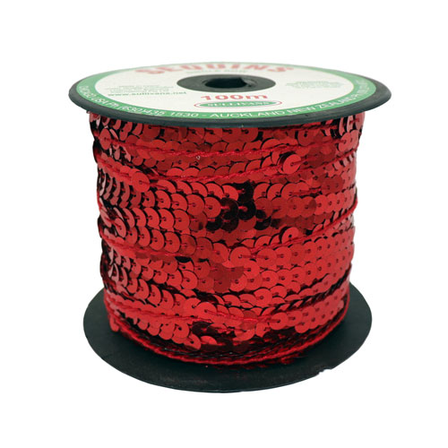 Wrights Sequin Trim with Starglow 0.88'' Red