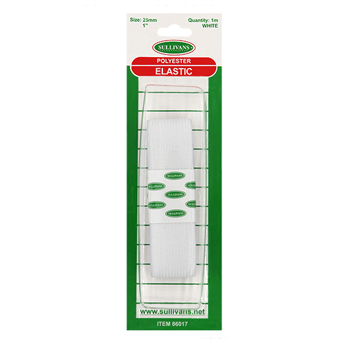 Sullivans 25mm Elastic - 1m - White : Sullivans International