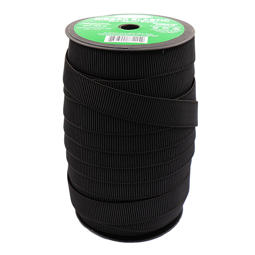 Black Non-Roll Ribbed Elastic Roll